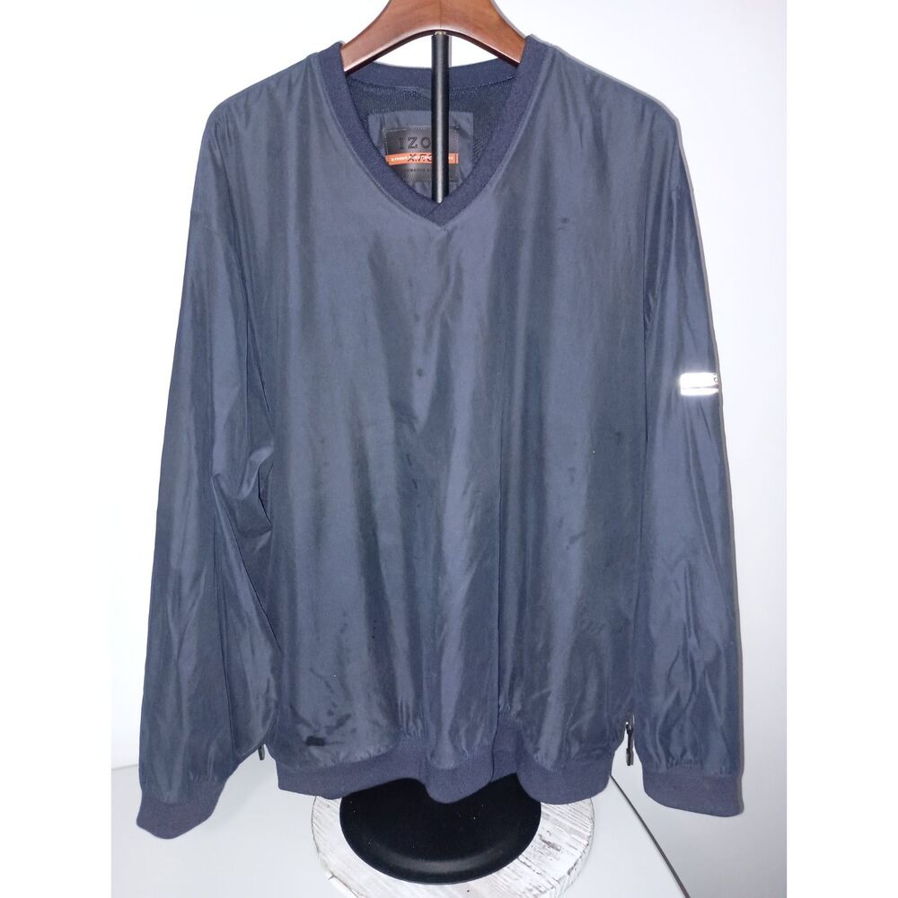 IZOD XFG Performance Enhanced, Navy V-Neck Golf Pullover Windbreaker,Men Size XL